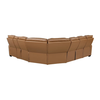 Fairway 3-Piece Power Reclining Sectional with Right Side Console, Drop-Down Cup Holders, Power Headrests, Storage Arms(Top and Side), Cup holders, Reading Lights, Charging Ports, Wireless speakers, Two Wireless Chargers, and LED lighting