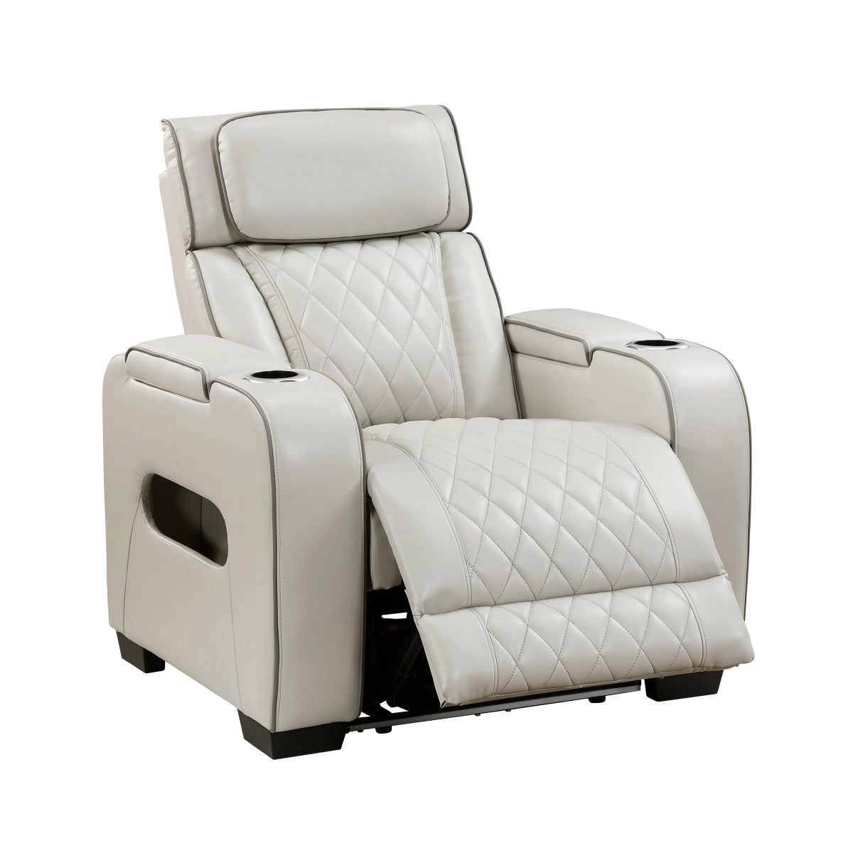 Fairway Power Reclining Chair with Power Headrest, Cup holders and Storage Arms(Top and Side), Charging Ports and LED lighting