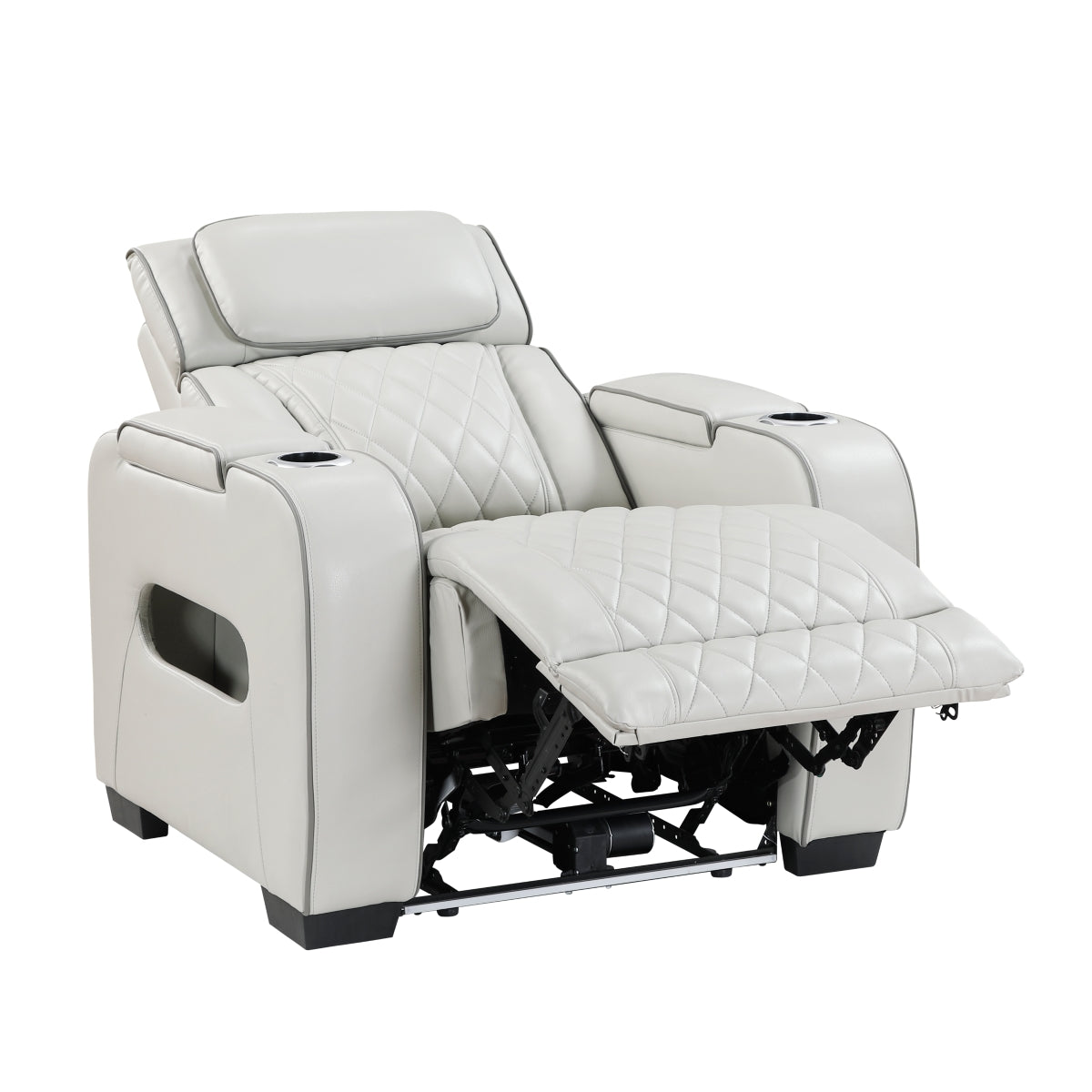 Fairway Power Reclining Chair with Power Headrest, Cup holders and Storage Arms(Top and Side), Charging Ports and LED lighting