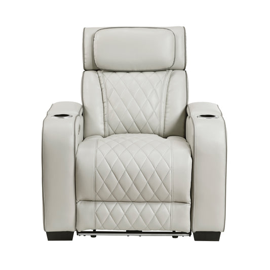 Fairway Power Reclining Chair with Power Headrest, Cup holders and Storage Arms(Top and Side), Charging Ports and LED lighting