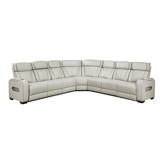 Fairway 3-Piece Power Reclining Sectional with Center Drop-Down Cup Holders, Power Headrests, Storage Arms(Top and Side), Cup holders, Charging Ports, Reading Lights, Wireless Chargers, Charging Ports and LED Lighting