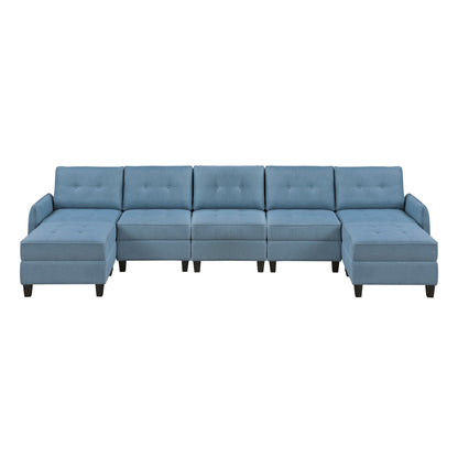Garren 7-Piece Sectional with Storage and Two Ottomans