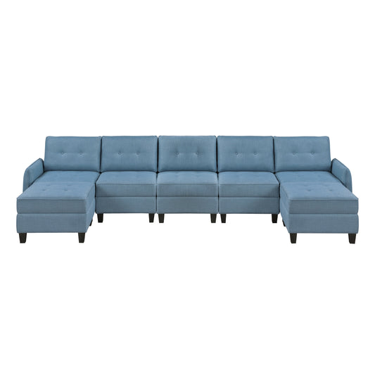 Garren 7-Piece Sectional with Storage and Two Ottomans