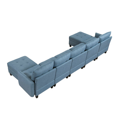 Garren 7-Piece Sectional with Storage and Two Ottomans