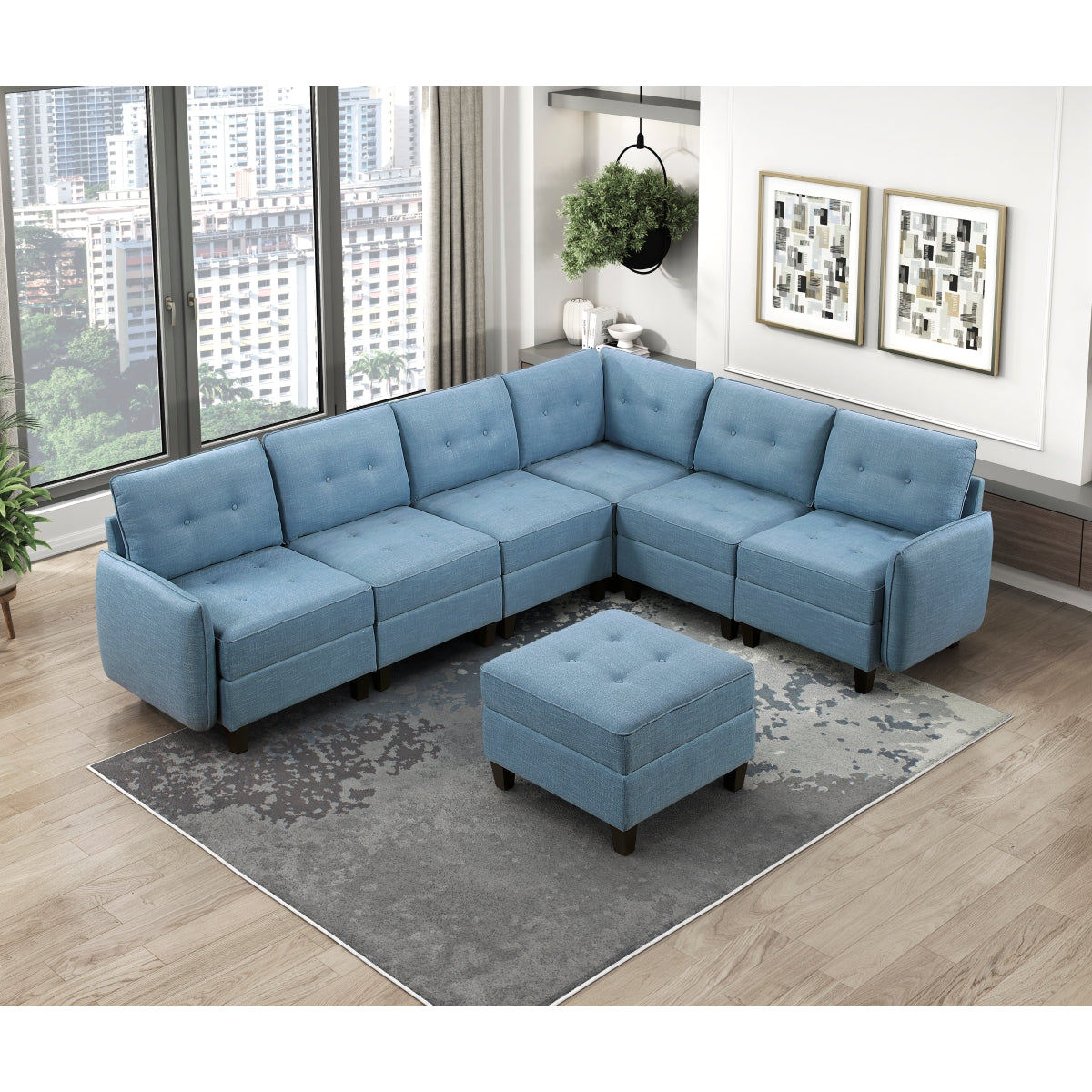 Garren 7-Piece Sectional with Storage and Ottoman