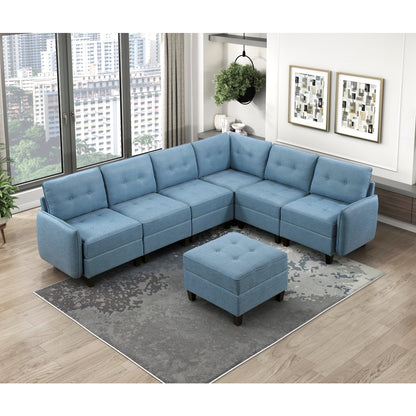 Garren 7-Piece Sectional with Storage and Ottoman
