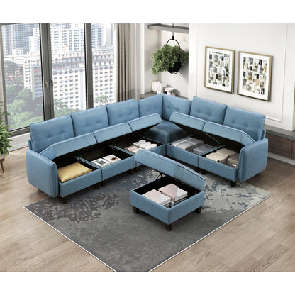 Garren 7-Piece Sectional with Storage and Ottoman
