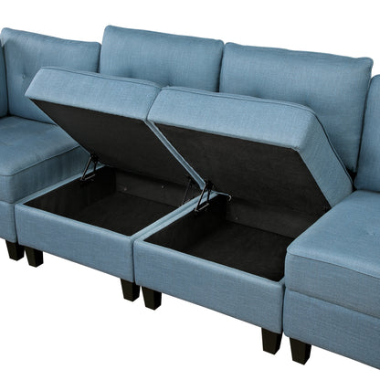 Garren 7-Piece Sectional with Storage and Ottoman