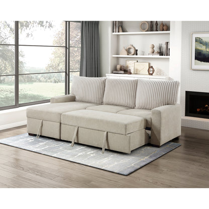 Gallatin 2-Piece Sectional with Left Chaise and Drop-Down Cup holders, Storage Pouch, Pull-out Bed and Hidden Storage