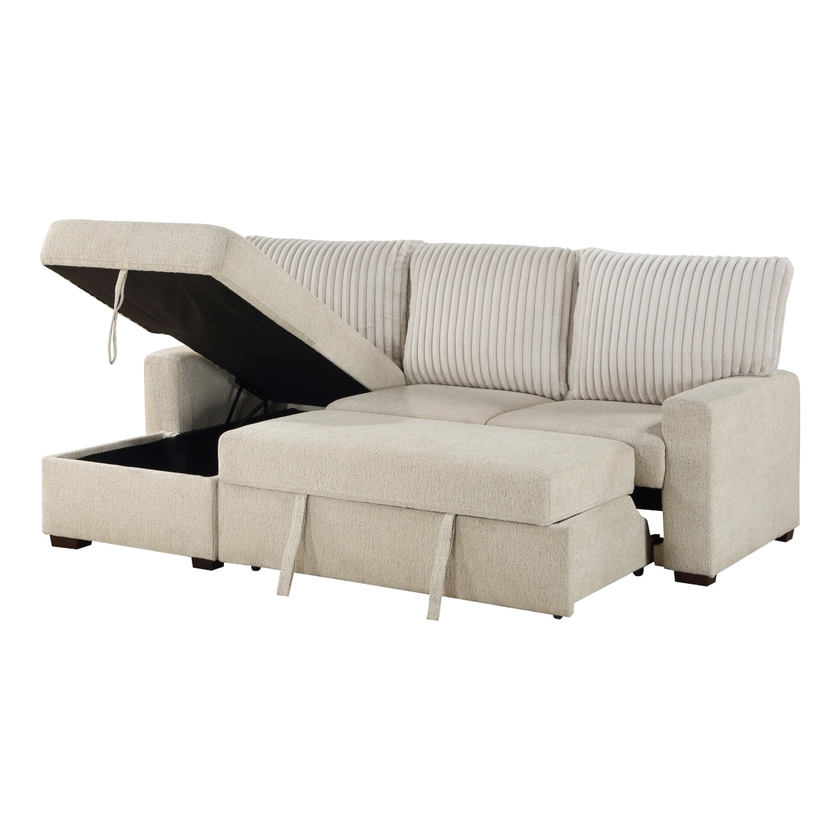 Gallatin 2-Piece Sectional with Left Chaise and Drop-Down Cup holders, Storage Pouch, Pull-out Bed and Hidden Storage