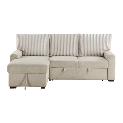 Gallatin 2-Piece Sectional with Left Chaise and Drop-Down Cup holders, Storage Pouch, Pull-out Bed and Hidden Storage