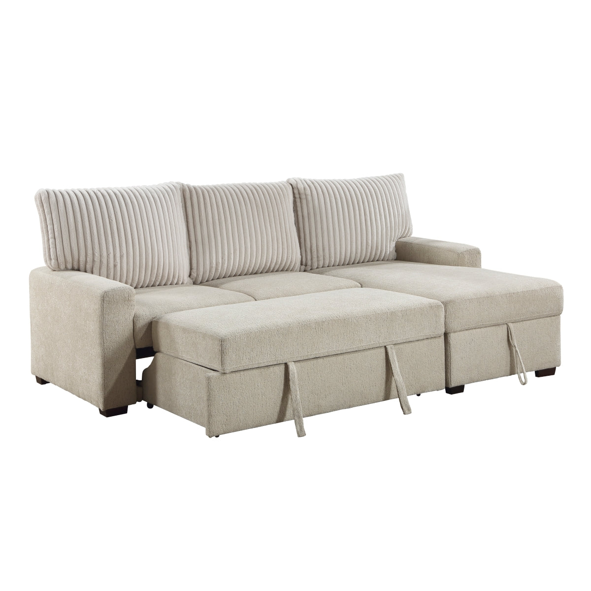 Gallatin 2-Piece Sectional with Right Chaise and Drop-Down Cup holders, Storage Pouch, Pull-out Bed and Hidden Storage