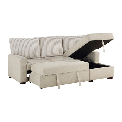 Gallatin 2-Piece Sectional with Right Chaise and Drop-Down Cup holders, Storage Pouch, Pull-out Bed and Hidden Storage