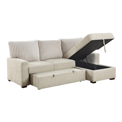 Gallatin 2-Piece Sectional with Right Chaise and Drop-Down Cup holders, Storage Pouch, Pull-out Bed and Hidden Storage