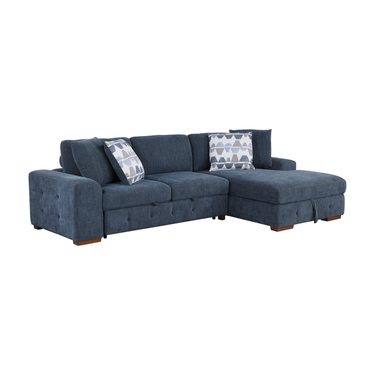 Raife 3-Piece Sectional with Right Chaise, Pull-out Bed and Ottoman