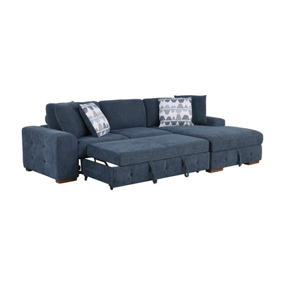 Raife 3-Piece Sectional with Right Chaise, Pull-out Bed and Ottoman