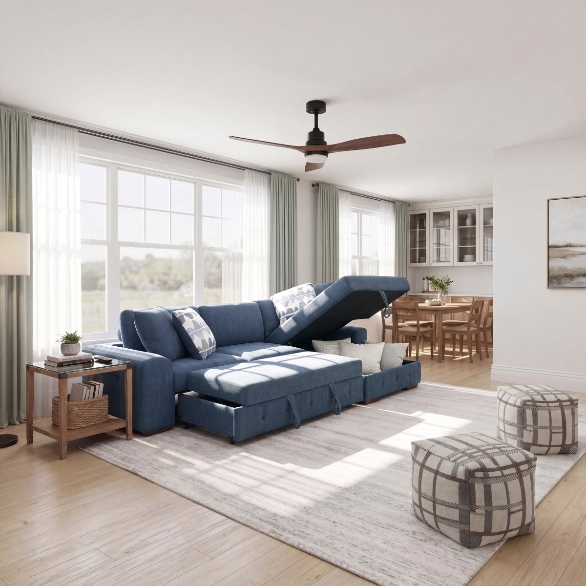 Raife 2-Piece Sectional with Right Chaise and Pull-out Bed