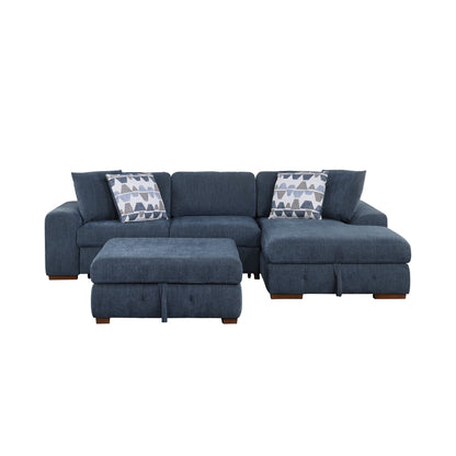 Raife 3-Piece Sectional with Right Chaise, Pull-out Bed and Ottoman