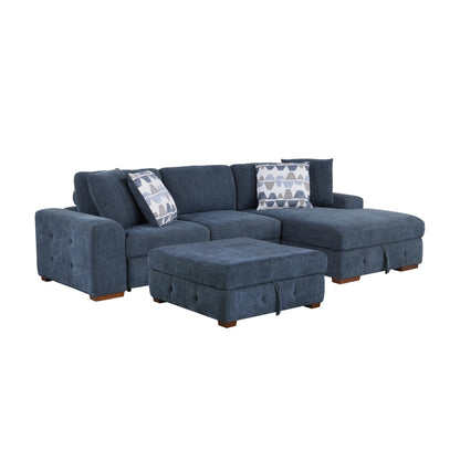 Raife 3-Piece Sectional with Right Chaise, Pull-out Bed and Ottoman