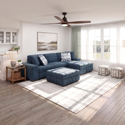 Raife 3-Piece Sectional with Right Chaise, Pull-out Bed and Ottoman