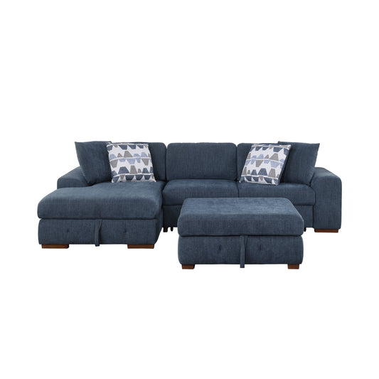 Raife 3-Piece Sectional with Left Chaise, Pull-out Bed and Ottoman