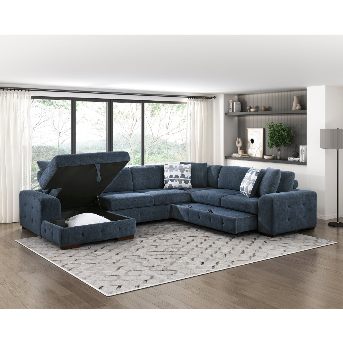 Raife 4-Piece Sectional with Left Chaise and Pull-out Bed