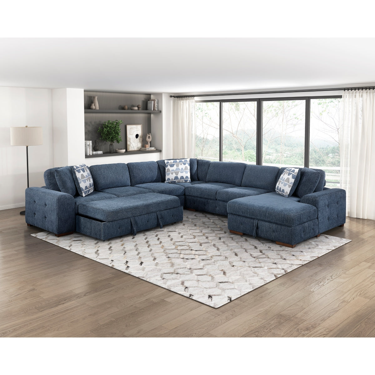 Raife 5-Piece Sectional with Right Chaise and Pull-out Bed