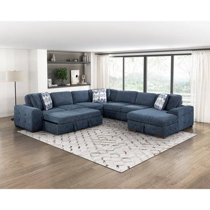 Raife 5-Piece Sectional with Right Chaise and Pull-out Bed