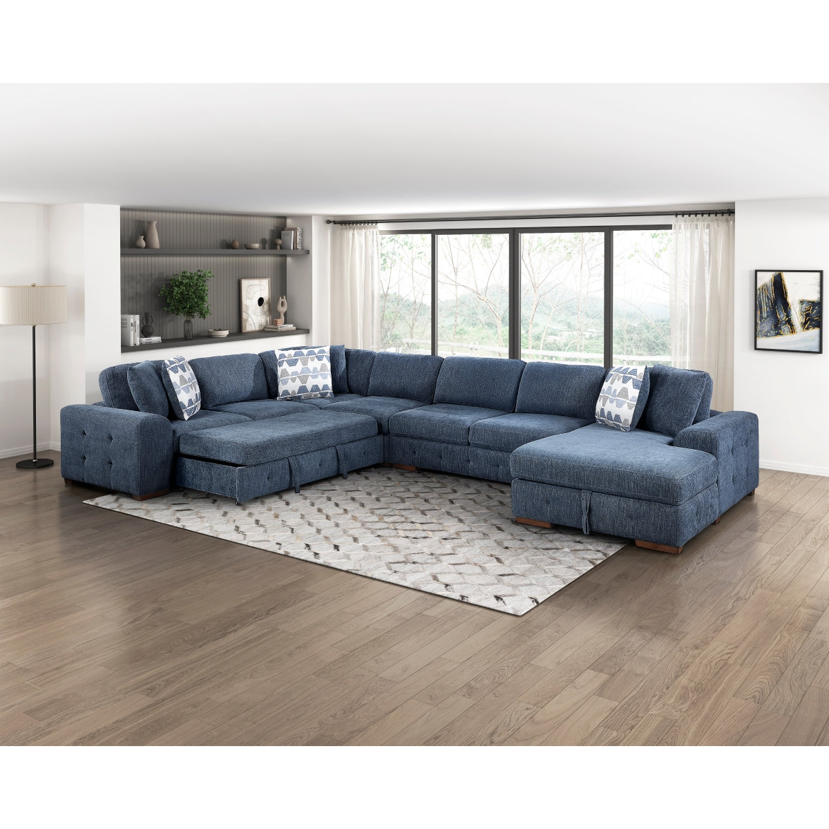 Raife 5-Piece Sectional with Right Chaise and Pull-out Bed