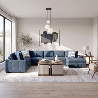 Raife 5-Piece Sectional with Right Chaise and Pull-out Bed