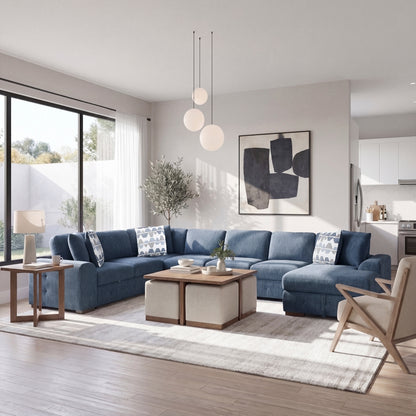 Raife 5-Piece Sectional with Right Chaise and Pull-out Bed