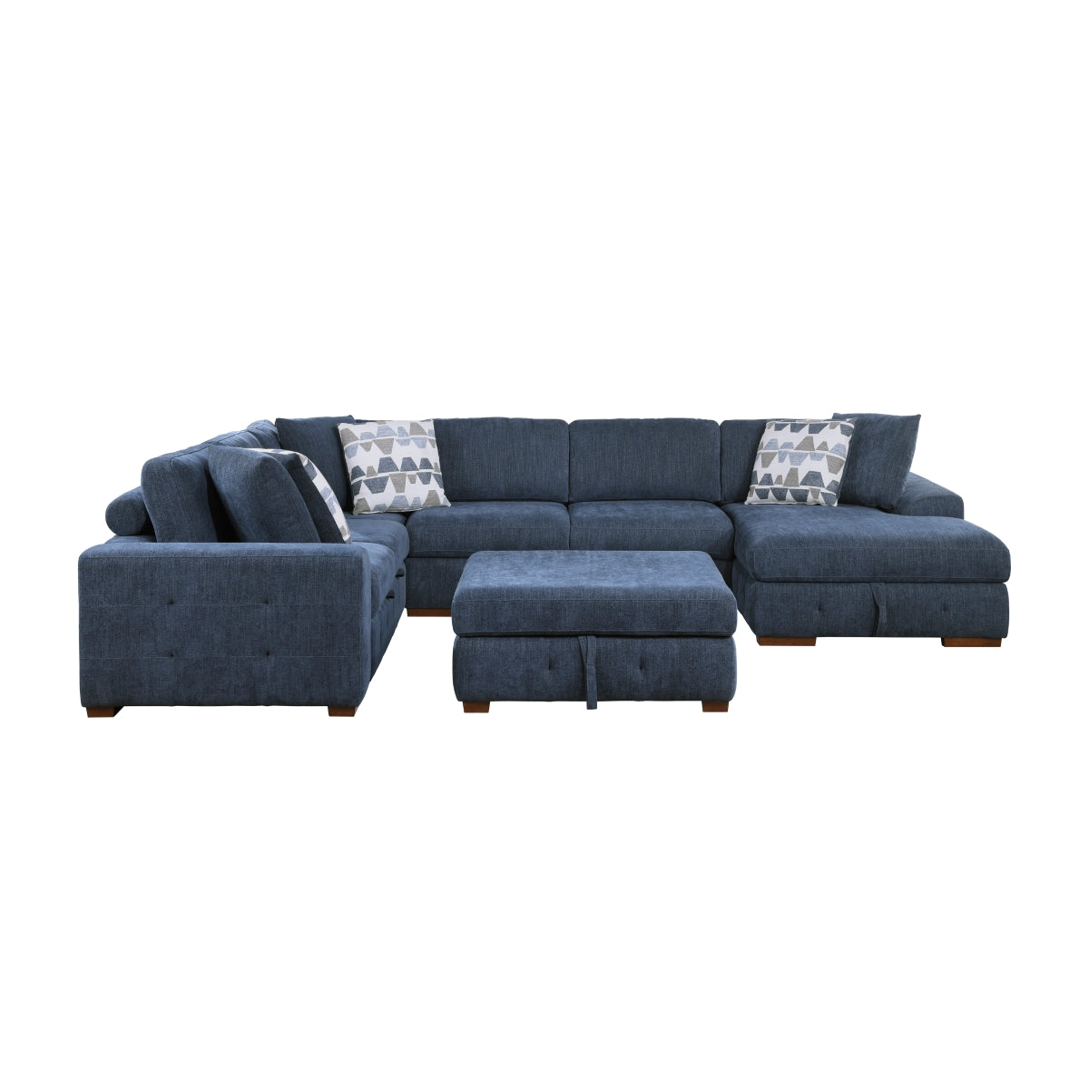 Raife 5-Piece Sectional with Right Chaise, Pull-out Bed and Ottoman