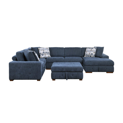 Raife 5-Piece Sectional with Right Chaise, Pull-out Bed and Ottoman