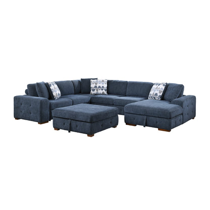 Raife 5-Piece Sectional with Right Chaise, Pull-out Bed and Ottoman