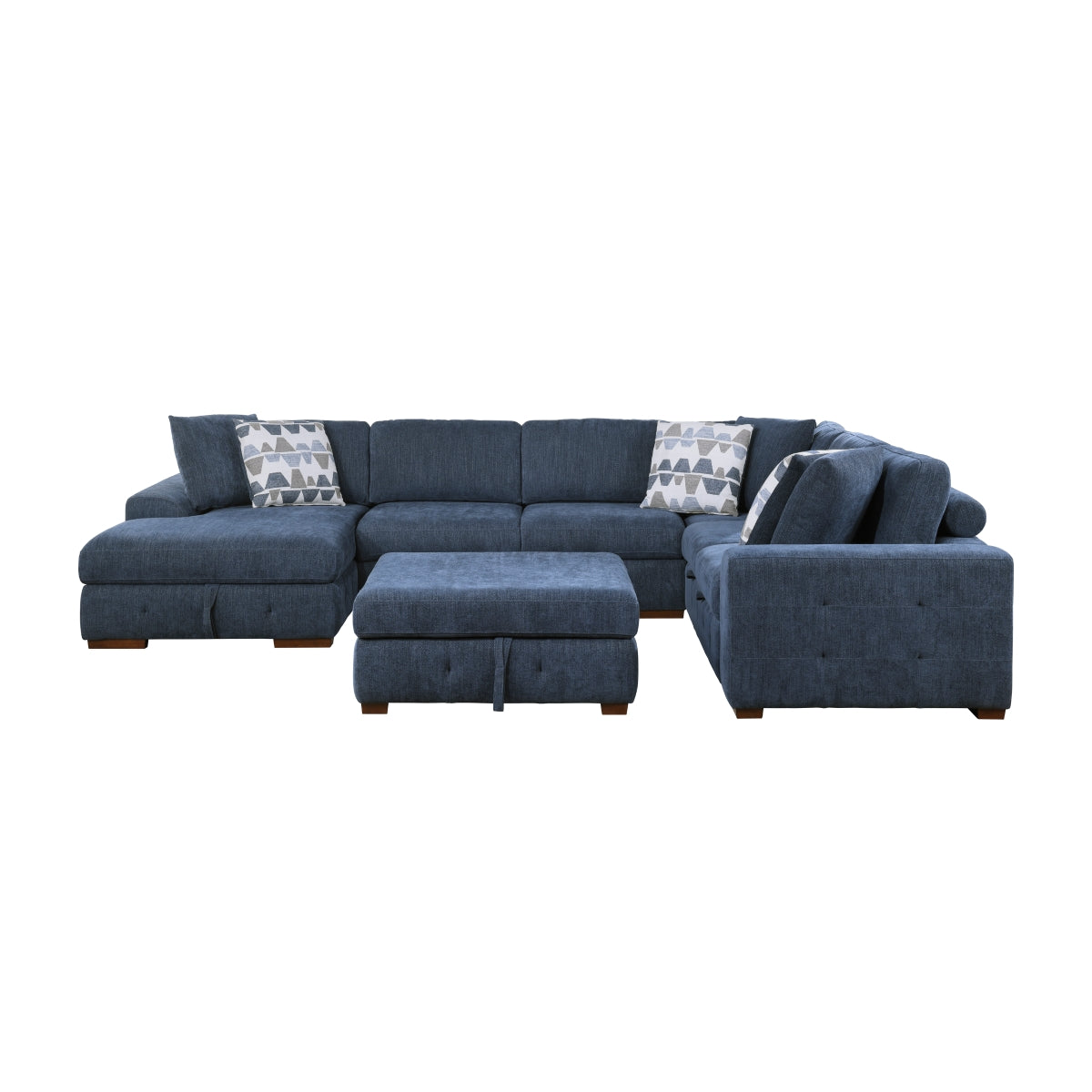 Raife 5-Piece Sectional with Left Chaise, Pull-out Bed and Ottoman