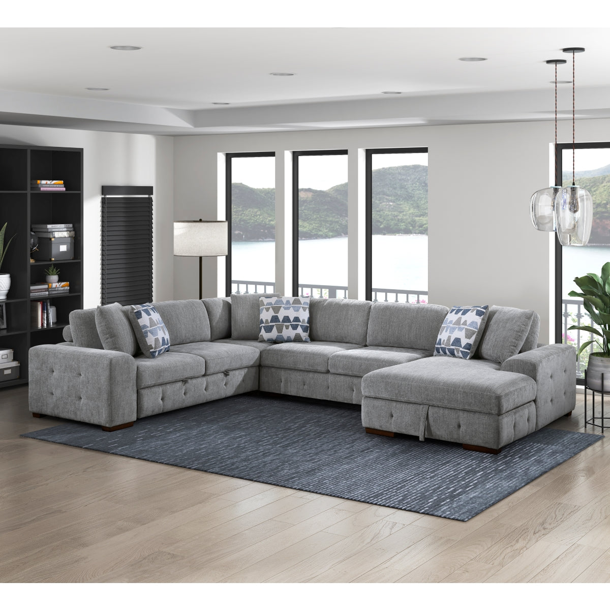 Raife 4-Piece Sectional with Right Chaise and Pull-out Bed