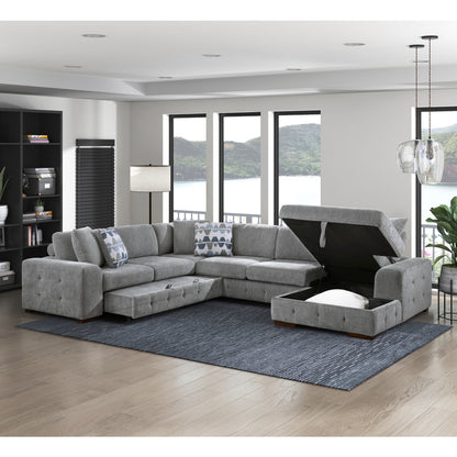Raife 4-Piece Sectional with Right Chaise and Pull-out Bed