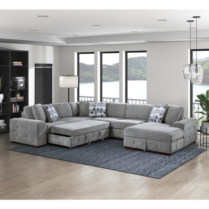 Raife 4-Piece Sectional with Right Chaise and Pull-out Bed