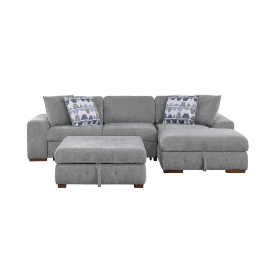 Raife 3-Piece Sectional with Right Chaise, Pull-out Bed and Ottoman