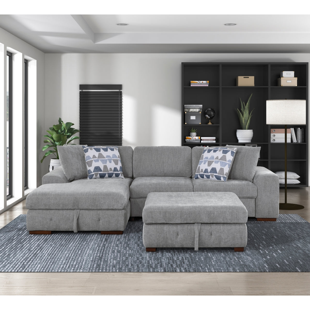 Raife 3-Piece Sectional with Left Chaise, Pull-out Bed and Ottoman