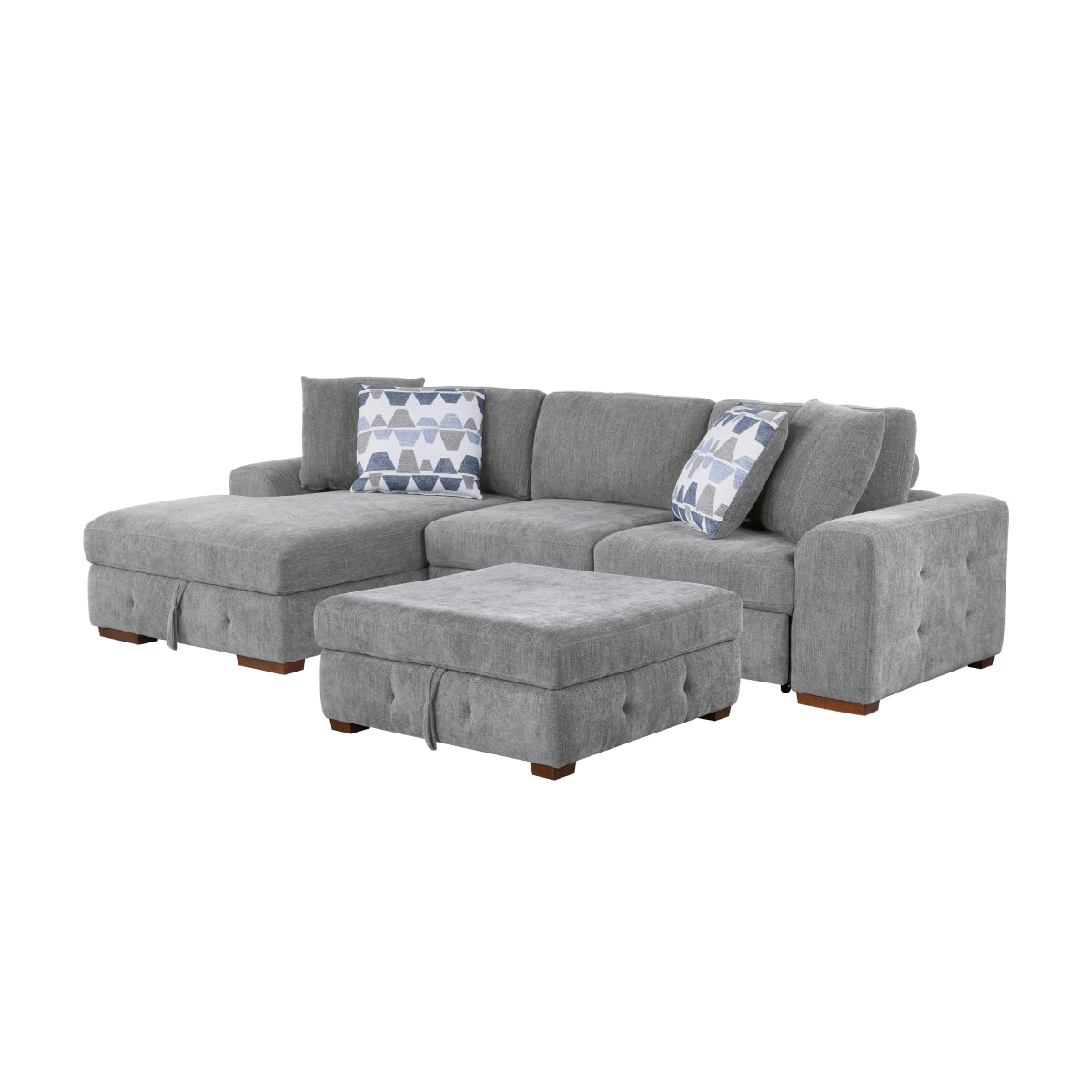 Raife 3-Piece Sectional with Left Chaise, Pull-out Bed and Ottoman