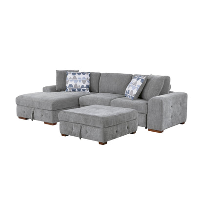 Raife 3-Piece Sectional with Left Chaise, Pull-out Bed and Ottoman