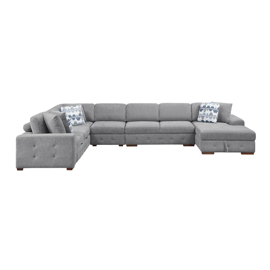 Raife 5-Piece Sectional with Right Chaise and Pull-out Bed
