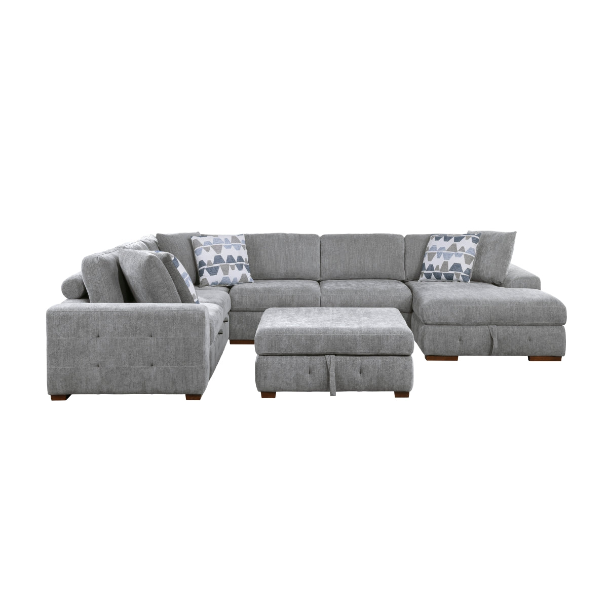 Raife 5-Piece Sectional with Right Chais, Pull-out Bed and Ottoman