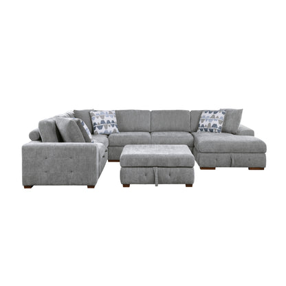 Raife 5-Piece Sectional with Right Chais, Pull-out Bed and Ottoman