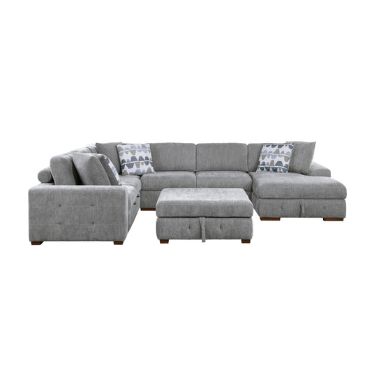 Raife 5-Piece Sectional with Right Chais, Pull-out Bed and Ottoman
