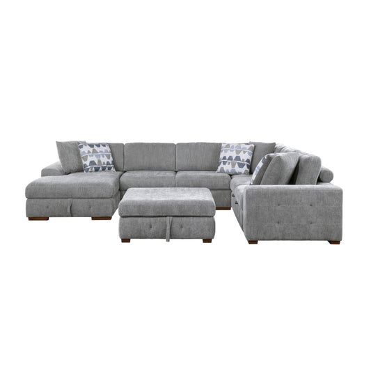 Raife 5-Piece Sectional with Left Chaise, Pull-out Bed and Ottoman