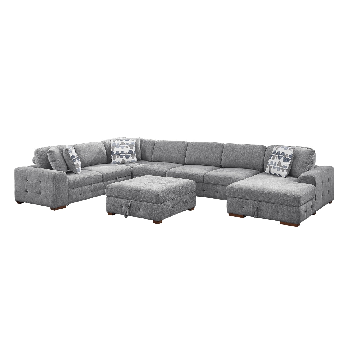 Raife 6-Piece Sectional with Right Chaise, Pull-out Bed and Ottoman