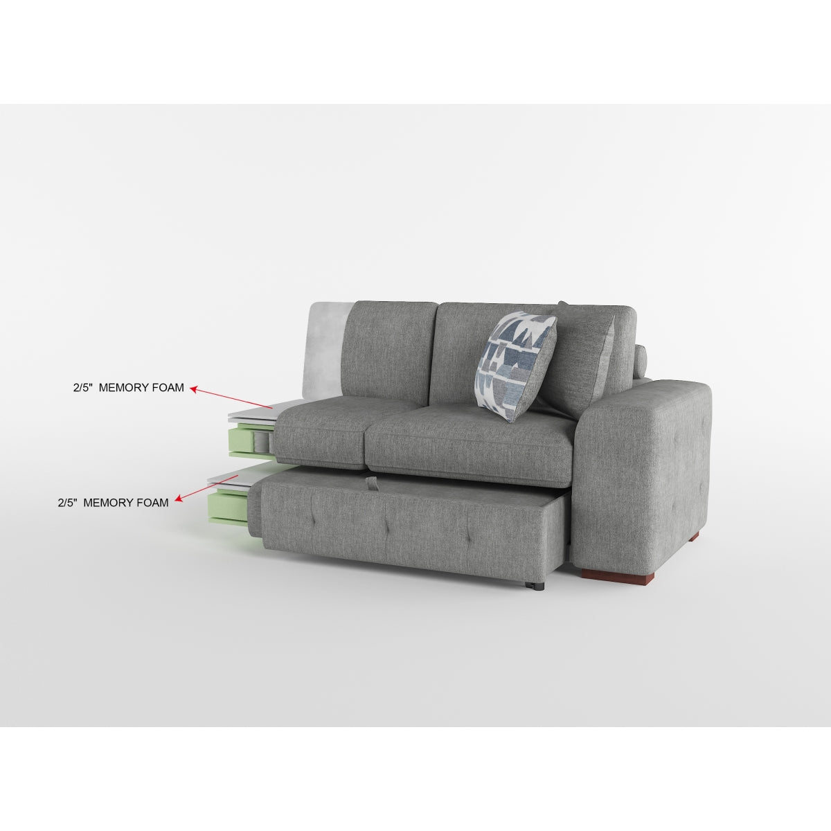 Raife 3-Piece Sectional with Left Chaise, Pull-out Bed and Ottoman
