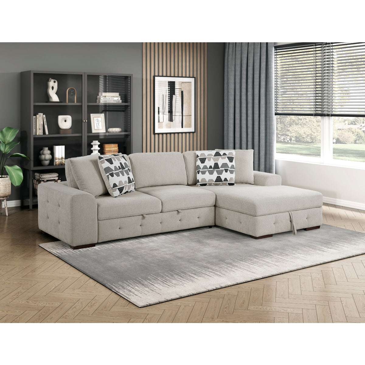 Raife 2-Piece Sectional with Right Chaise and Pull-out Bed